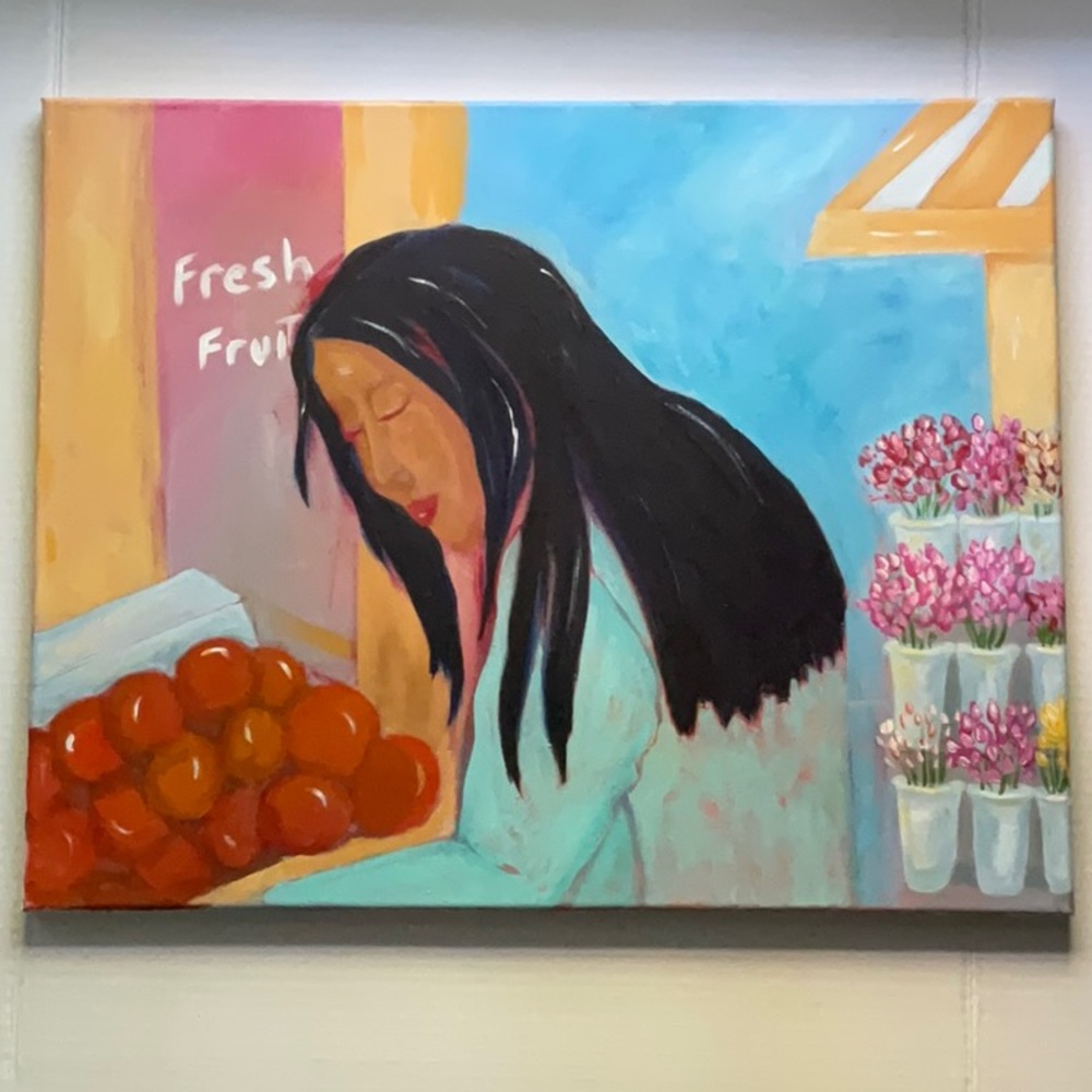 Original acrylic painting 16”x 20” Market Day